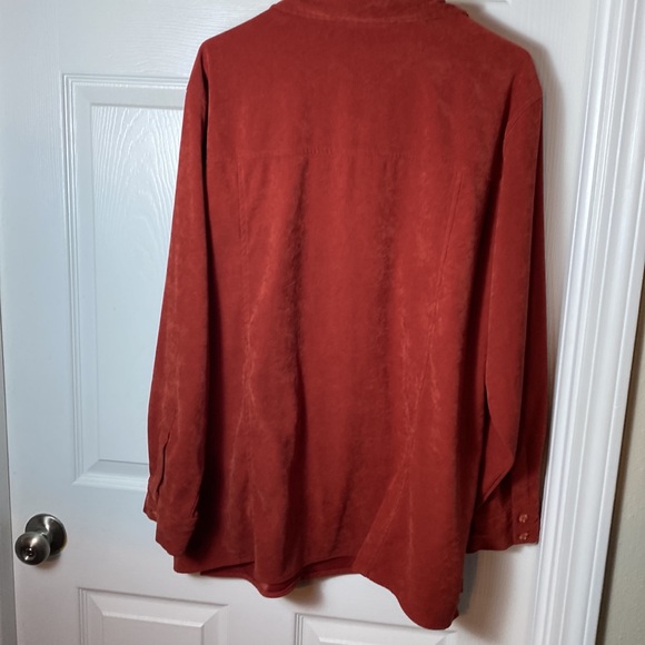 Denim & Co. Suede Button Down Shacket Burnt Orange Plus Size 2x Shirt Jacket - Picture 4 of 8